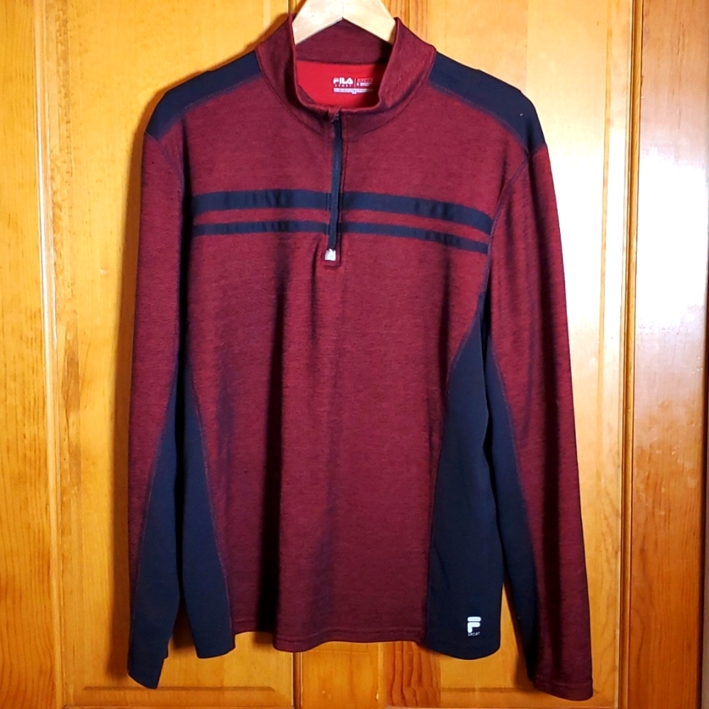 FILA SPORTS XL LIVE IN MOTION RED & BLACK ZIP COLLAR JACKET